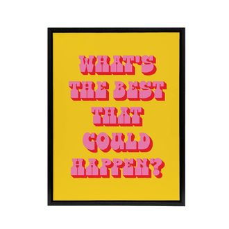 Artery8 Whats The Best That Could Happen Yellow Pink Framed Canvas Art Print | Size: W24 x H32