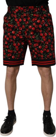 Dolce & Gabbana Mens Cherry Print Shorts - Black Cotton - Size EU 48 (Mens)
