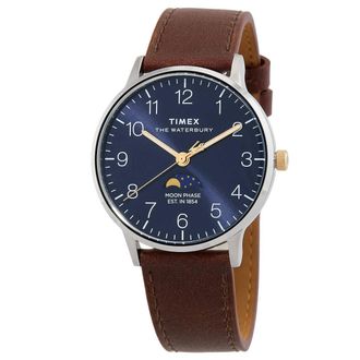 Timex Waterbury Quartz Moon Phase Blue Dial Mens Watch TW2W75600