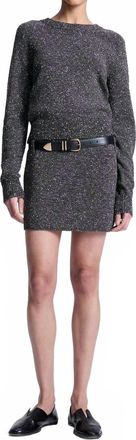 A.L.C. Stella Boucle Tweed Mini Skirt In Charcoal / Dark Brown