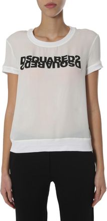 Dsquared2 White Logo Round Neck T-Shirt
