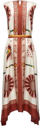 La DoubleJ graphic-print asymmetric dress - women - Silk - L - White