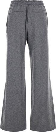 Pinko Grey Pants With Elastic Waist And Pleated Design In Wool Blend Woman
