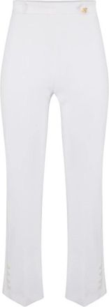 Elisabetta Franchi Split-Hem Slim Pants - Dames - Vrijetijds broeken - Beige - S - Leer - Broeken