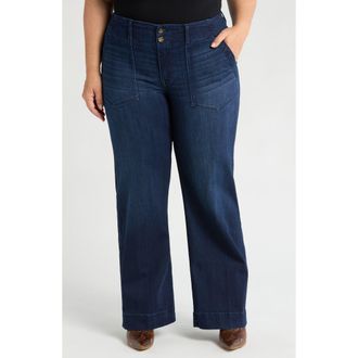 Liverpool L.A. Hannah Patch Pocket Flare Jeans in Summit Lake at Nordstrom, Size 16W