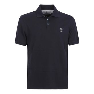 Brunello Cucinelli Brunello Cucinelli, Polo Shirts, male, Blue, Size: 2XL Piqu&eacute; Polo Shirt