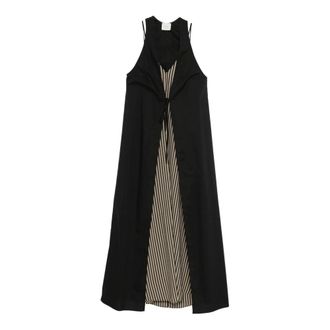 Alysi Tailored Stripes Gilet Midi Dress - female - Alysi - Wrap Dresses - Black - 2XS - Dresses