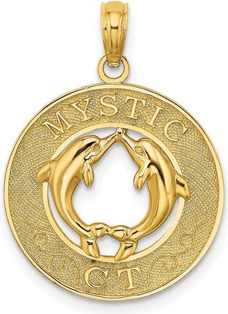 Diamond2Deal 14k Yellow Gold MYSTIC CT Dolphins Charm Pendant