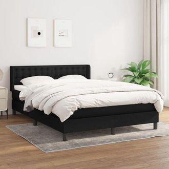 vidaXL Vidaxl - Cama Box Spring Con Colch&oacute;n Tela Negro 140x190 Cm