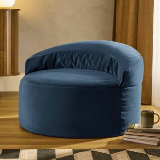 Icon Brand Orb Accent Chair Matt Velvet in Navy