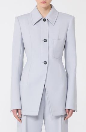 Sportmax Ottelia Stretch Gabardine Cutaway Jacket in Medium Grey at Nordstrom, Size 10