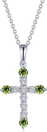 Lafonn Simulated Semiprecious Birthstone Cross Necklace in Peridot/White at Nordstrom Rack