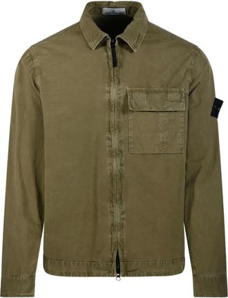 Stone Island Giacca-camicia con logo - Verde