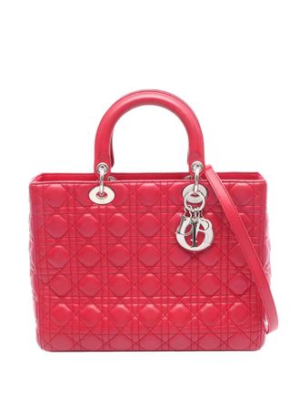 Dior 2010-2025 Large Lambskin Cannage Lady Dior satchel - Red