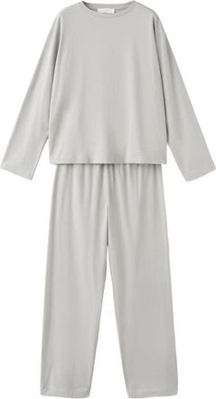 Mango Plain Cotton Pajamas in Light Grey at Nordstrom, Size Medium
