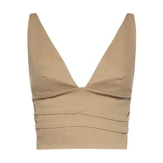 Pinko Sleeveless Tops, female, Beige, Size: XL Sleeveless Top