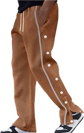 Generic Walking Trousers for Men UK Work Trousers Men Fashion Casual Trousers Loose Straight Wide-Leg Sport Pants Elastic Outdoor Coffee