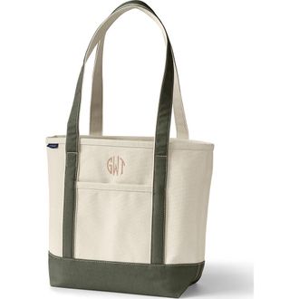 Lands End Lands End Canvas Open Top Tote Bag Regular & Long Handle Carry All - Stylish for Work Travel Beach Errands Great Gift in