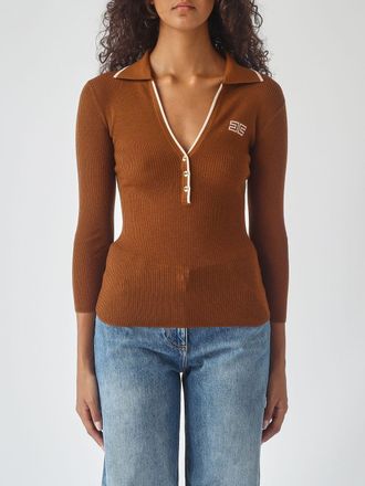 Elisabetta Franchi Polo slim fit in maglia a coste a maniche lunghe