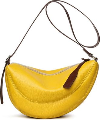 Generic Compatible For Women Handbags Designer Daily Use Purse Female Shoulder Bags Brand Cowhide Ladies Messenger(Yellow)