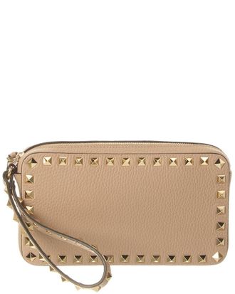 Valentino Rockstud Grainy Leather Clutch
