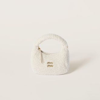 Miu Miu Wander Shearling Hobo Bag, Woman, Ivory
