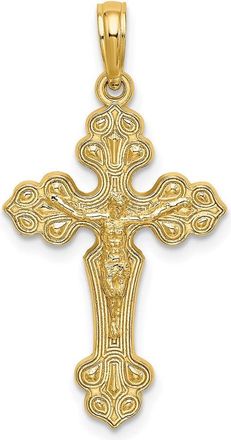 Diamond2Deal 14k Yellow Gold Crucifix Fancy Tips Charm