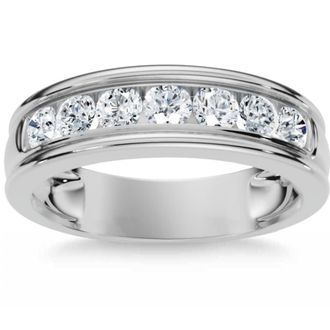 Pompeii3 5/8Ct Mens Diamond Channel Set Brushed Wedding Ring 14k Gold Lab Grown