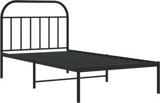 vidaXL Metal Bed Frame without Mattress with Headboard Black 100x200cm Vidaxl
