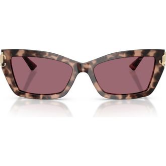Jimmy Choo London 55mm Cat Eye Sunglasses in Pink Havana /Violet at Nordstrom