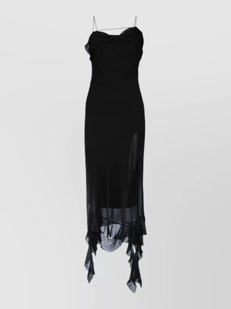 Acne Studios dress asymmetric hem sheer overlay ruffles