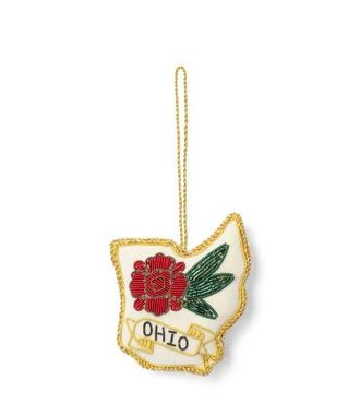 Matr Boomie Ohio State Carnation Beaded Fabric Ornament - Embroidered in Cream at Nordstrom