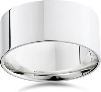 Pompeii3 10mm Flat High Polished Wedding Band 10K White Gold Size Selectable