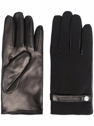 Emporio Armani classic leather gloves - men - Lambs Wool/Spandex/Elastane/Leather/Polyamide - M - Black