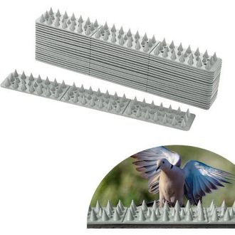 OEM 10 Pinchos Antipalomas De Pl&aacute;stico Gris, 4,5 Metros, 4 Filas, Disuasivo Para P&aacute;jaros En Paredes, Ventanas Y Vallas, Previene La Entrada De Palomas, Cu