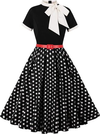 Generic Red Polka Dot Dress 1940s Dresses Women Vintage Rockabilly Off Shoulder Polka Dots A Line Swing Midi Dress Cocktail Party Evening Prom Gown 1940s Fanc