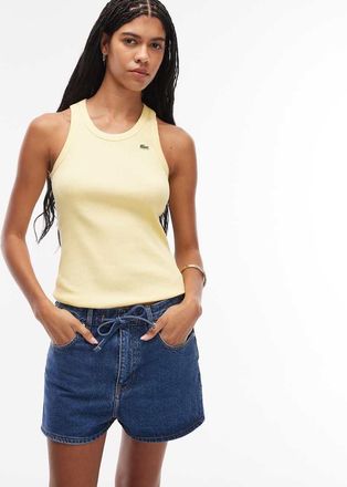 Lacoste Pantaloncini di jeans a vita alta lavaggio medio-Blu