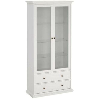 Dmora Dmora - Vetrina Honore, Credenza espositiva, Vetrinetta multiuso, Madia da soggiorno, 96x42 h201 cm, Bianco