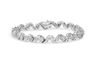 House of Brilliance 14K White Gold 2.00 Cttw Diamond Cluster and Spiral Link Bracelet at Nordstrom
