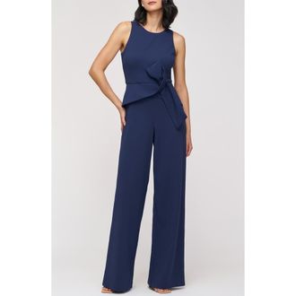 JS Collections Calista Sleeveless Peplum Jumpsuit in Deep Navy at Nordstrom Rack, Size 12
