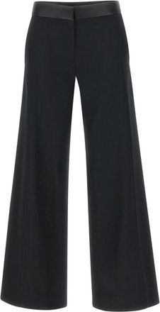 Victoria Beckham Zwarte Wollen Wijde Pijp Broek - Dames - Wijde Broeken - Zwart - S - Wol - Broeken