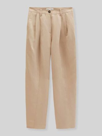Marc O'Polo Relaxed Fit Bundfaltenhose mit Leinen-Anteil in Sand, Gr&ouml;&szlig;e 40