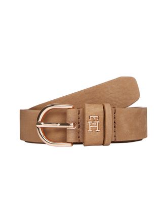 Tommy Hilfiger Lederg&uuml;rtel TOMMY HILFIGER ESSENTIAL EFFORTLESS 2.5 cm breit NUBUCK, Damen, Gr. 70, beige (safari canvas), Rindsleder, unifarben, G&uuml;rtel Lederg&uuml;rtel, 