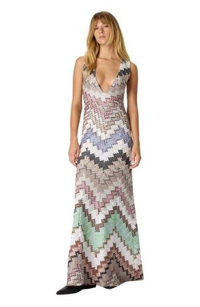 Missoni Viscose Lam&eacute; Gown With Deep V-neck in Green& Brown at Nordstrom, Size 40 It