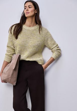 Street One Strickpullover STREET ONE, Damen, Gr. 36, cotton beige, Strick, Obermaterial: 57% Baumwolle, 43% Polyester, meliert, l&auml;ssig geschnitten h&uuml;ftbedeckend,