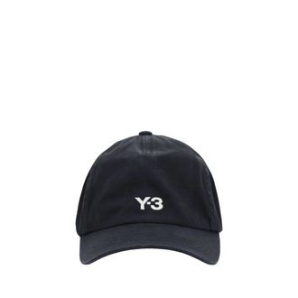Yohji Yamamoto Caps, male, Black, Size: ONE SIZE Adjustable Baseball Cap with Logo Embroidery