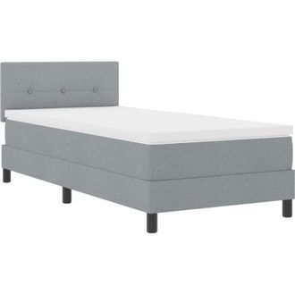 vidaXL Box Spring Bed with Mattress Light Grey 90 x 200 cm Fabric vidaXL