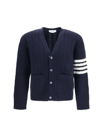 Thom Browne Navy Blue Knitted Cardigan