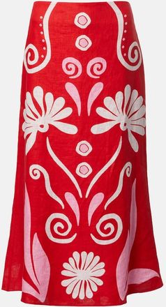 Cala de la Cruz Fabiana printed linen midi skirt
