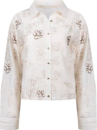 Nukus Nukus - Aaliya Blouse Borduurwerk - Dames - Blouses & Shirts - Beige - Maat: S Zijde
